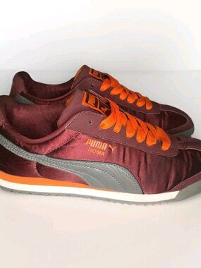 PUMA Sneakers Womens Sz  8 US Red Orange Nylon Low Top Shoes EUR 38.5 UK 5.5